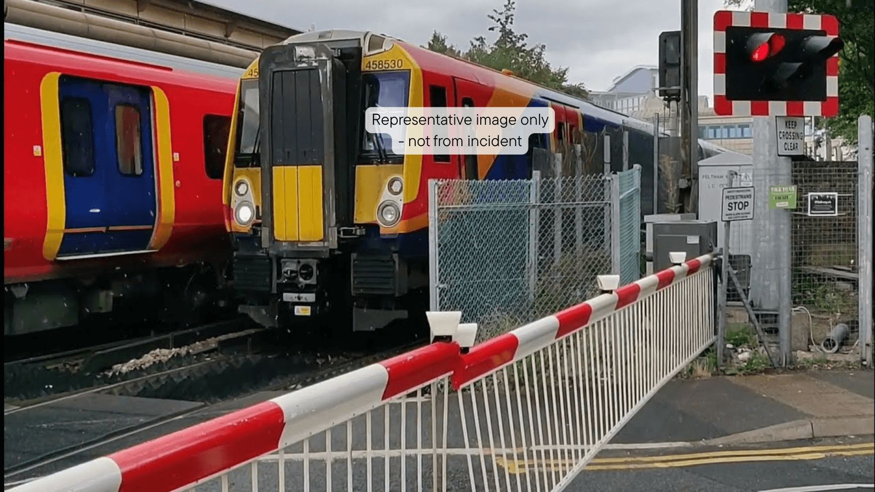 Level crossing with trains