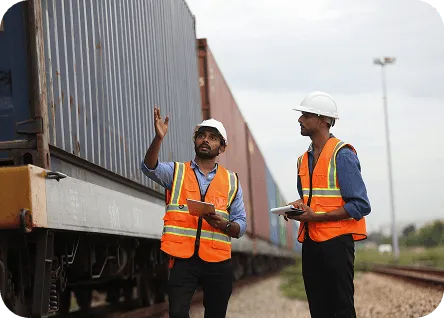 Construction workers talking
