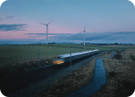 train with windmills